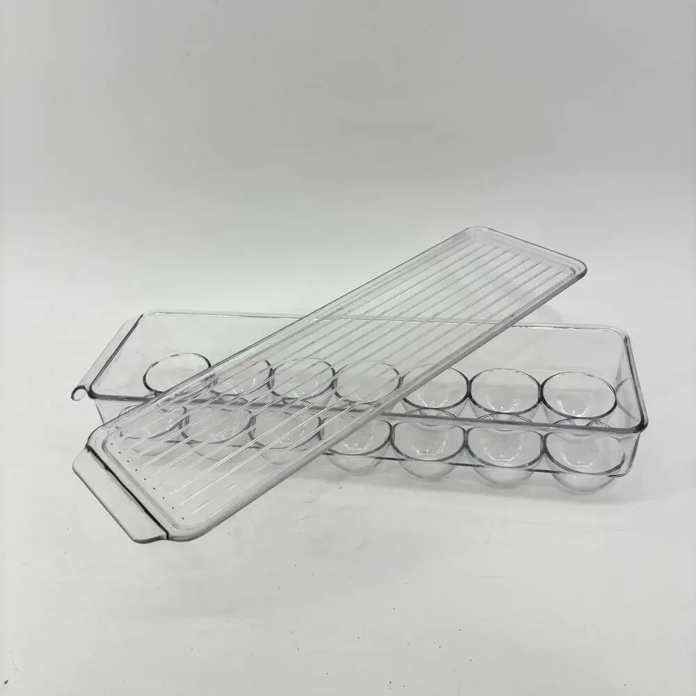 Egg Plastic Container Holder Refrigerator Holds 14 Clear Storage